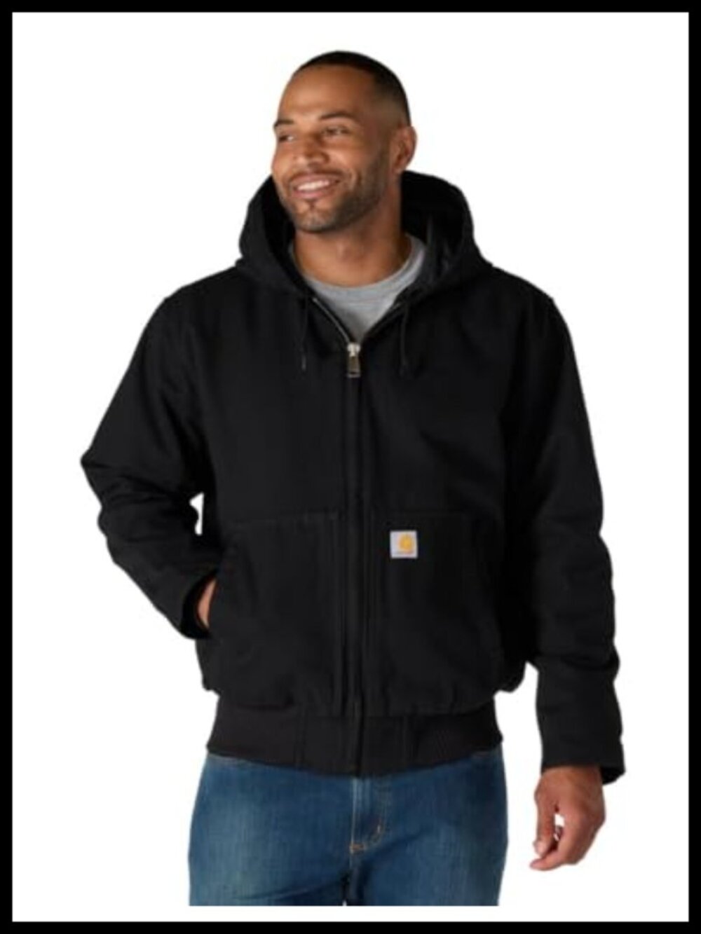 Carhartt Washed Duck Active Jac Insulated Hooded Work Jacket Loose Fit